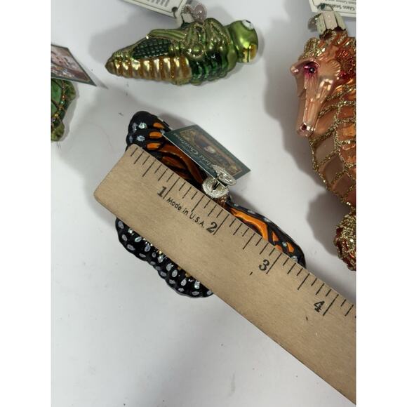 Old World Christmas Glass Blown Ornament Lot 4 Animals Butterfly Turtle Seahorse - Picture 6 of 8